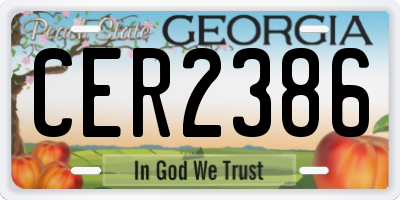 GA license plate CER2386