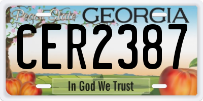 GA license plate CER2387
