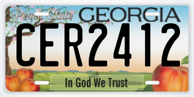 GA license plate CER2412