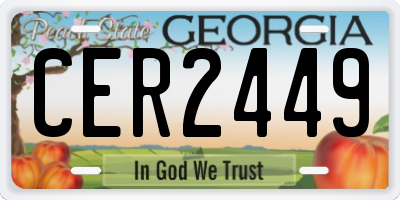 GA license plate CER2449