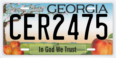 GA license plate CER2475