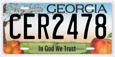 GA license plate CER2478
