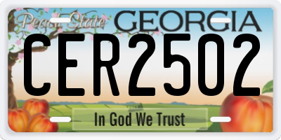 GA license plate CER2502