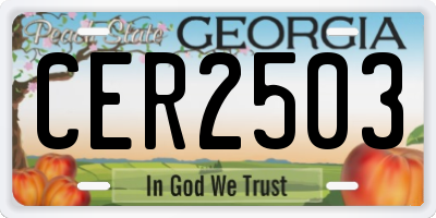 GA license plate CER2503