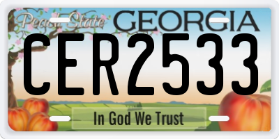 GA license plate CER2533