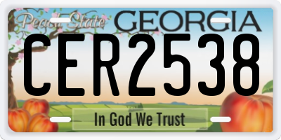 GA license plate CER2538