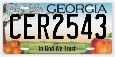 GA license plate CER2543
