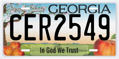 GA license plate CER2549
