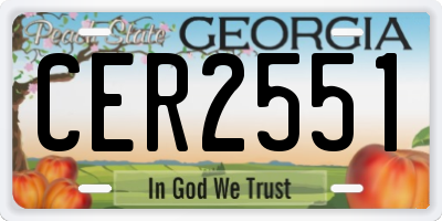 GA license plate CER2551