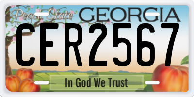 GA license plate CER2567