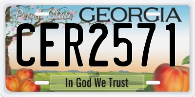 GA license plate CER2571