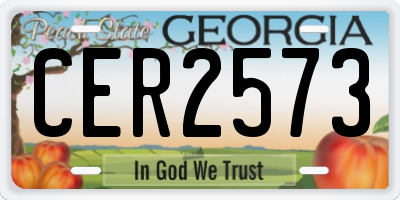 GA license plate CER2573