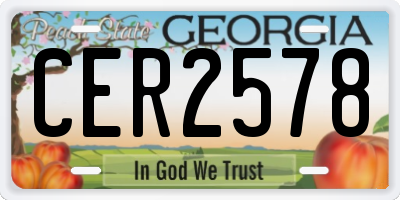 GA license plate CER2578