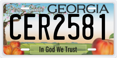 GA license plate CER2581