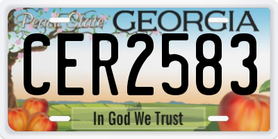 GA license plate CER2583