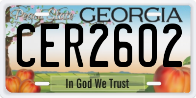 GA license plate CER2602