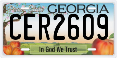 GA license plate CER2609