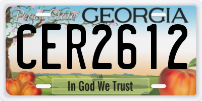 GA license plate CER2612