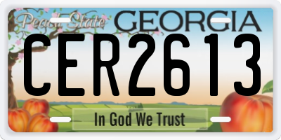 GA license plate CER2613