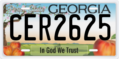 GA license plate CER2625