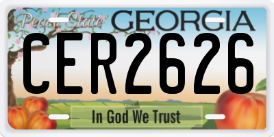GA license plate CER2626