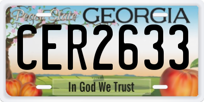 GA license plate CER2633