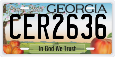 GA license plate CER2636