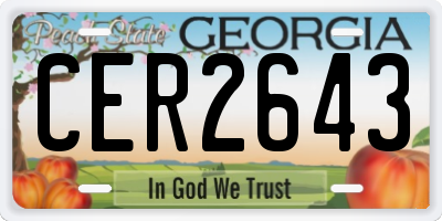 GA license plate CER2643