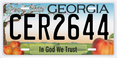 GA license plate CER2644