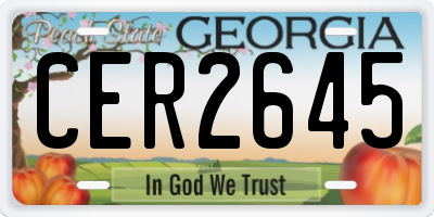 GA license plate CER2645