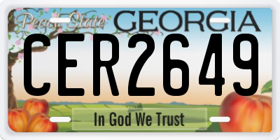 GA license plate CER2649