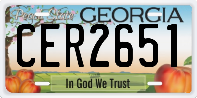 GA license plate CER2651