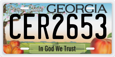 GA license plate CER2653