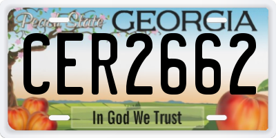GA license plate CER2662