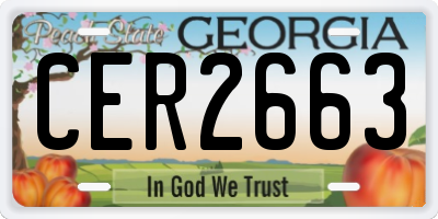 GA license plate CER2663