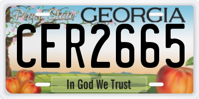GA license plate CER2665