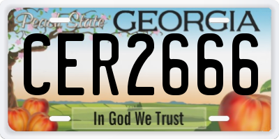GA license plate CER2666
