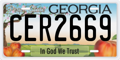 GA license plate CER2669