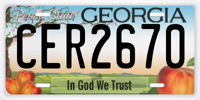 GA license plate CER2670