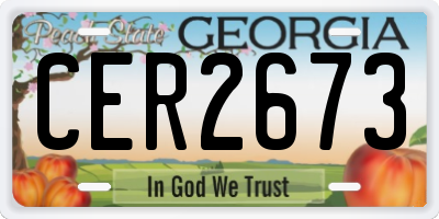 GA license plate CER2673