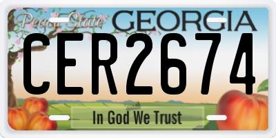 GA license plate CER2674