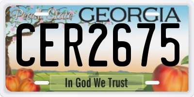 GA license plate CER2675