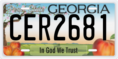 GA license plate CER2681