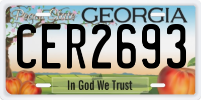 GA license plate CER2693