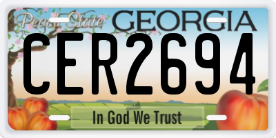 GA license plate CER2694