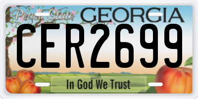 GA license plate CER2699