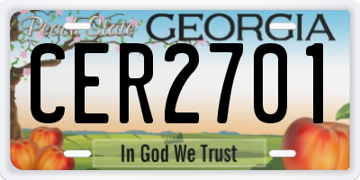 GA license plate CER2701