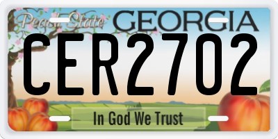 GA license plate CER2702