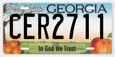 GA license plate CER2711