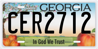 GA license plate CER2712